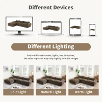 Modular Sectional Sofa with High-Density Foam and Pocket Springs, Oversized Compressed Sofa for Living Room, 116" L x 72" W x 28" H, Brown(m-6)