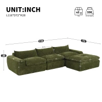 Modular Sectional Sofa with High-Density Foam and Pocket Springs, Oversized Compressed Sofa for Living Room, 116" L x 72" W x 28" H, Green(m-3)