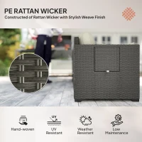 Outsunny 3 Seater Wicker Patio Sofa with Side Trays, Outdoor Couch with 6" Thick Back Cushions, Deep Seating, Cream White(m-5)