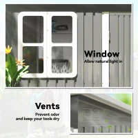 Outsunny 8.5' x 6' Galvanised Steel Outdoor Storage Shed, Garden Shed with Window, Lockable Wide Doors and Air Vents, Grey(m-5)