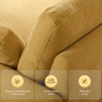 Modern Single Chenille Sofa with Extra-Wide 42.5-Inch Seat, Comfortable Armchair for Bedroom and Living Room, 50" L x 43" W x 34" H, Yellow(m-6)