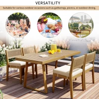 Outdoor Dining Set with HDPE Chair Backs and Foam Cushions, Multi-Person Patio Set for Balcony and Garden, 63'' L x 31.5'' W x 32.5'' H, Beige(m-4)