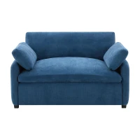 Modern Single Chenille Sofa with Extra-Wide 42.5-Inch Seat, Comfortable Armchair for Bedroom and Living Room, 50" L x 43" W x 34" H, Blue(m-2)