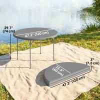 Outsunny 4ft Plastic Folding Picnic Table, Camping Table with Anti-Slip Foot Pads, Indoor Outdoor for Beach, BBQ, Grey(m-3)