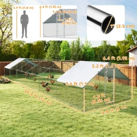 PawHut Metal Chicken Coop with Water- and UV-Protection Cover for Backyard Hen, Duck, Rabbit, 39.4' x 9.8' x 6.4'(m-3)
