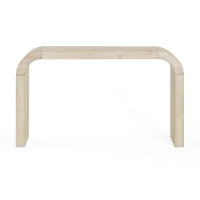 Vintage Farmhouse Console Table with Curved Edge and Distressed Wood Grain, Sturdy Sofa Table for Entryway, 52" L x 12" W x 31" H, Natural(m-9)