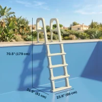 Outsunny Swimming Pool Ladder, 63.4"-69.3" Adjustable 5-Step Pool Stairs with Handrails, Non-Slip Steps, Load Capacity 300 lb(m-3)
