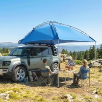 Outsunny Car Awning Camping Tailgate Tent for SUV, 3000mm Waterproof Car Side Awning with Carry Bag, Light Blue(m-10)