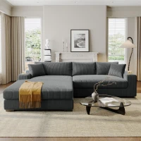 Large Corner Sectional Sofa with Extra-Thick Cushions, Comfortable Upholstered Couch for Living Room, 111.5" L x 59" W x 32" H, Gray(m-8)