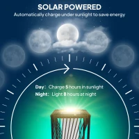 Outsunny Rattan Solar Floor Lamp, Decorative Outdoor Lamp with Auto On/Off LED Lights, IP44 for Patio, Porch, Pathway, Brown(m-4)