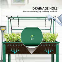Outsunny Elevated Garden Box with Greenhouse Cover, Raised Garden Bed with Legs and Drainage Hole for Vegetables, Green(m-6)