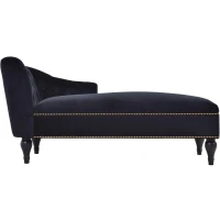 Elegant Chaise Lounge with Button-Tufted Design and Nailhead Trim, Right-Arm Facing Chaise for Living Room, 58" L x 26.5" W x 28.5" H, Black(m-14)