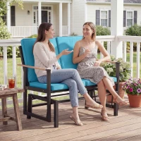 Outsunny Outdoor Glider Bench for 2 Person, Patio Glider Loveseat with Thick Cushions for Garden Balcony Porch, Navy Blue(m-10)