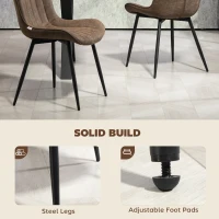 HOMCOM Dining Chairs Set of 4, PU Leather Upholstered Kitchen Chairs with Backrest and Steel Legs for Dining Room, Brown(m-6)