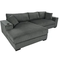 Large Corner Sectional Sofa with Extra-Thick Cushions, Comfortable Upholstered Couch for Living Room, 111.5" L x 59" W x 32" H, Gray(m-14)