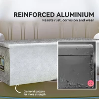 HOMCOM 30 Inch Truck Bed Tool Box, Heavy Duty Aluminum Diamond Plate Trailer Tongue Box with Side Handle and Locks Keys(m-6)