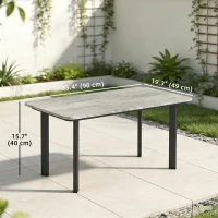 Outsunny Outdoor Garden Coffee Table, Patio Table with Slatted Wood Plastic Composite Top and Steel Frame, Grey(m-3)