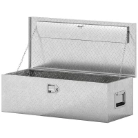 HOMCOM 30 Inch Truck Bed Tool Box, Heavy Duty Aluminum Diamond Plate Trailer Tongue Box with Side Handle and Locks Keys(m-2)