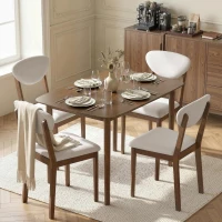 HOMCOM 5-Piece Dining Table Set for 4, Mid-Century Modern Kitchen Table and Chairs, Cream White(m-2)