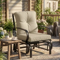 Outsunny Patio Glider, Outdoor Glider Chair with Cushions, Steel Frame, Curved Armrests, Beige(m-1)