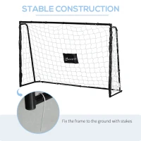 Soozier 6ft x 4ft Soccer Goal Net with Metal Frame, PE Mesh, Ground Stakes, Easy Assembly, Black(m-5)