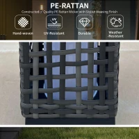 Outsunny Wicker Solar Outdoor Lamp, Decorative Floor Lamp with Auto On/Off LED Lights, IP44 for Patio, Porch, Pathway, Grey(m-4)