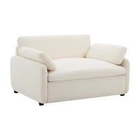 Modern Single Chenille Sofa with Extra-Wide 42.5-Inch Seat, Comfortable Armchair for Bedroom and Living Room, 50" L x 43" W x 34" H, White(m-11)