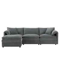 Modular Sectional Sofa with Deep Wide Seats and Cushions, L-Shaped Cloud Couch with Movable Ottoman, 103" L x 59.5" W x 33" H, Dark Gray(m-2)