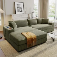 Large Corner Sectional Sofa with Extra-Thick Cushions, Comfortable Upholstered Couch for Living Room, 111.5" L x 59" W x 32" H, Green(m-9)