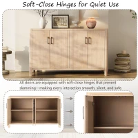 Farmhouse Storage Cabinet with Wood Veneer and Solid Pine Legs, Rustic Accent Sideboard for Entryways, 59" L x 18" W x 36" H, Natural(m-6)