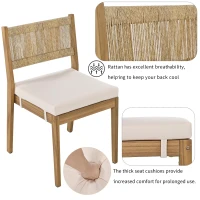 Outdoor Dining Set with HDPE Chair Backs and Foam Cushions, Multi-Person Patio Set for Balcony and Garden, 63'' L x 31.5'' W x 32.5'' H, Beige(m-8)
