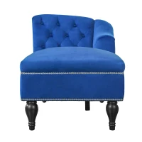 Exquisite Chaise Lounge with Button-Tufted Design and Nailhead Trim, Right-Arm Facing Chaise for Living Room, 58" L x 26.5" W x 28.5" H, Blue(m-11)