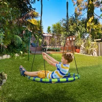 Outsunny 40 Inch Saucer Tree Swing Set for Kids with Adjustable Hanging Ropes, Steel Frame for Kids, 330lbs Capacity, Blue(m-1)
