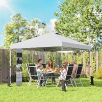 Outsunny 9.6 x 9.6 ft Pop Up Canopy Tent with Pockets, UPF 50+ 1-Button Push Outdoor Instant Canopy with Sandbags, Wheeled Bag(m-1)