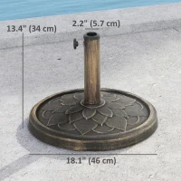 Outsunny Round Patio Umbrella Base, 26 lbs Resin Umbrella Stand Base, Heavy Duty Patio Umbrella Holder, Bronze(m-3)