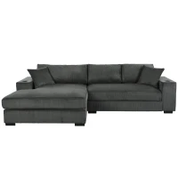 Large Corner Sectional Sofa with Extra-Thick Cushions, Comfortable Upholstered Couch for Living Room, 111.5" L x 59" W x 32" H, Gray(m-2)