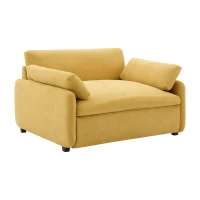 Modern Single Chenille Sofa with Extra-Wide 42.5-Inch Seat, Comfortable Armchair for Bedroom and Living Room, 50" L x 43" W x 34" H, Yellow(m-11)