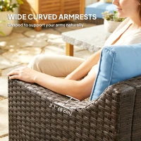 Outsunny PE Wicker Outdoor Couch Sofa, 4-Seater Modular Patio Furniture Lounge Set with 2 Loveseats, Cushions, Pillows, Blue(m-7)