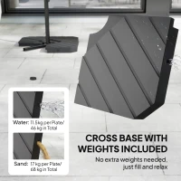 Outsunny 9.7 ft Offset Patio Umbrella with Water/Sand Fillable Weights, Garden Hanging Parasol with Locking Latch, Khaki(m-4)