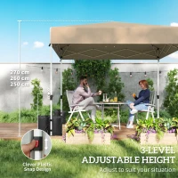 Outsunny 9.6 x 9.6 ft Pop Up Canopy Tent with 3 Sidewalls, UPF 50+ 1-Button Push Easy Setup Outdoor Instant Canopy, Khaki(m-9)