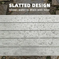 Outsunny Outdoor Garden Coffee Table, Patio Table with Slatted Wood Plastic Composite Top and Steel Frame, Grey(m-5)