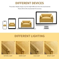 Modern Single Chenille Sofa with Extra-Wide 42.5-Inch Seat, Comfortable Armchair for Bedroom and Living Room, 50" L x 43" W x 34" H, Yellow(m-7)