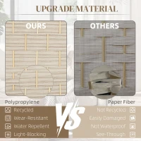 HOMCOM 6 Ft Tall Folding Room Divider, 3 Panel Portable Privacy Screen, Hand-Woven Partition Wall Divider, Light Oak(m-5)