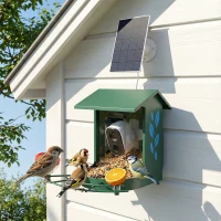 PawHut Smart Bird Feeder Camera Solar Powered with AI Identify 16000+ Birds, Auto Video Capture, Motion Detection(m-1)