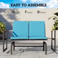 Outsunny Outdoor Glider Bench for 2 Person, Patio Glider Loveseat with Thick Cushions for Garden Balcony Porch, Navy Blue(m-7)