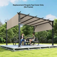Outsunny 2 Pcs Pergola Replacement Canopy, UV Protection Pergola Shade Cover, Easy to Install, for 10 x 12ft Pergola, Khaki(m-8)