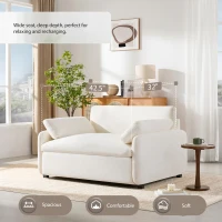 Modern Single Chenille Sofa with Extra-Wide 42.5-Inch Seat, Comfortable Armchair for Bedroom and Living Room, 50" L x 43" W x 34" H, White(m-4)