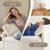 Modern Single Chenille Sofa with Extra-Wide 42.5-Inch Seat, Comfortable Armchair for Bedroom and Living Room, 50" L x 43" W x 34" H, White(m-5)