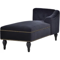 Elegant Chaise Lounge with Button-Tufted Design and Nailhead Trim, Right-Arm Facing Chaise for Living Room, 58" L x 26.5" W x 28.5" H, Black(m-15)