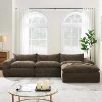 Modular Sectional Sofa with High-Density Foam and Pocket Springs, Oversized Compressed Sofa for Living Room, 116" L x 72" W x 28" H, Brown(m-10)